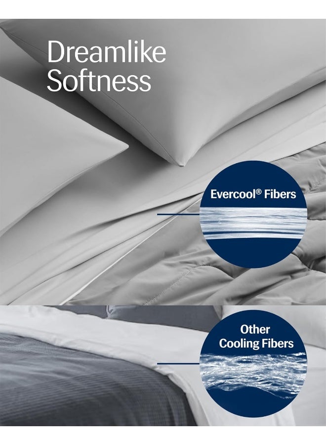 REST® Evercool® Cooling Comforter, King/Cali King, Blanket for Hot Sleepers, All Season Bedding for Night Sweats, Breathable Lightweight Duvet, 106x90 Inches, Cool Gray - Image 4